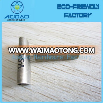 Eco-friendly metal drawstring cord end for garments with engraved logo